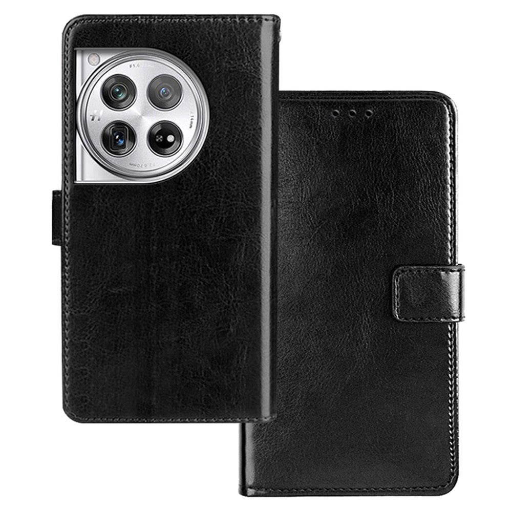 IDEWEI For OnePlus 12 5G Leather Wallet Phone Case Crazy Horse Pattern