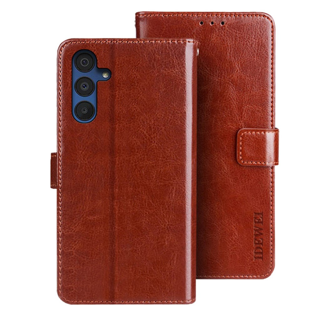 IDEWEI til Samsung Galaxy A15 5G Cover med Crazy Horse Tekstur i Læder Tegnebog