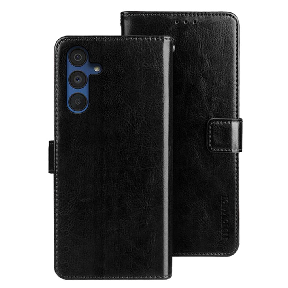 IDEWEI til Samsung Galaxy A15 5G Cover med Crazy Horse Tekstur i Læder Tegnebog