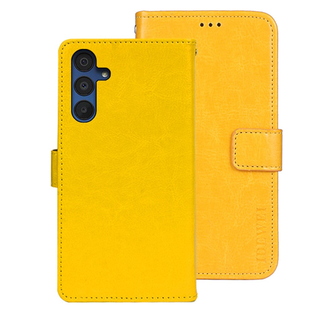 IDEWEI til Samsung Galaxy A15 5G Cover med Crazy Horse Tekstur i Læder Tegnebog