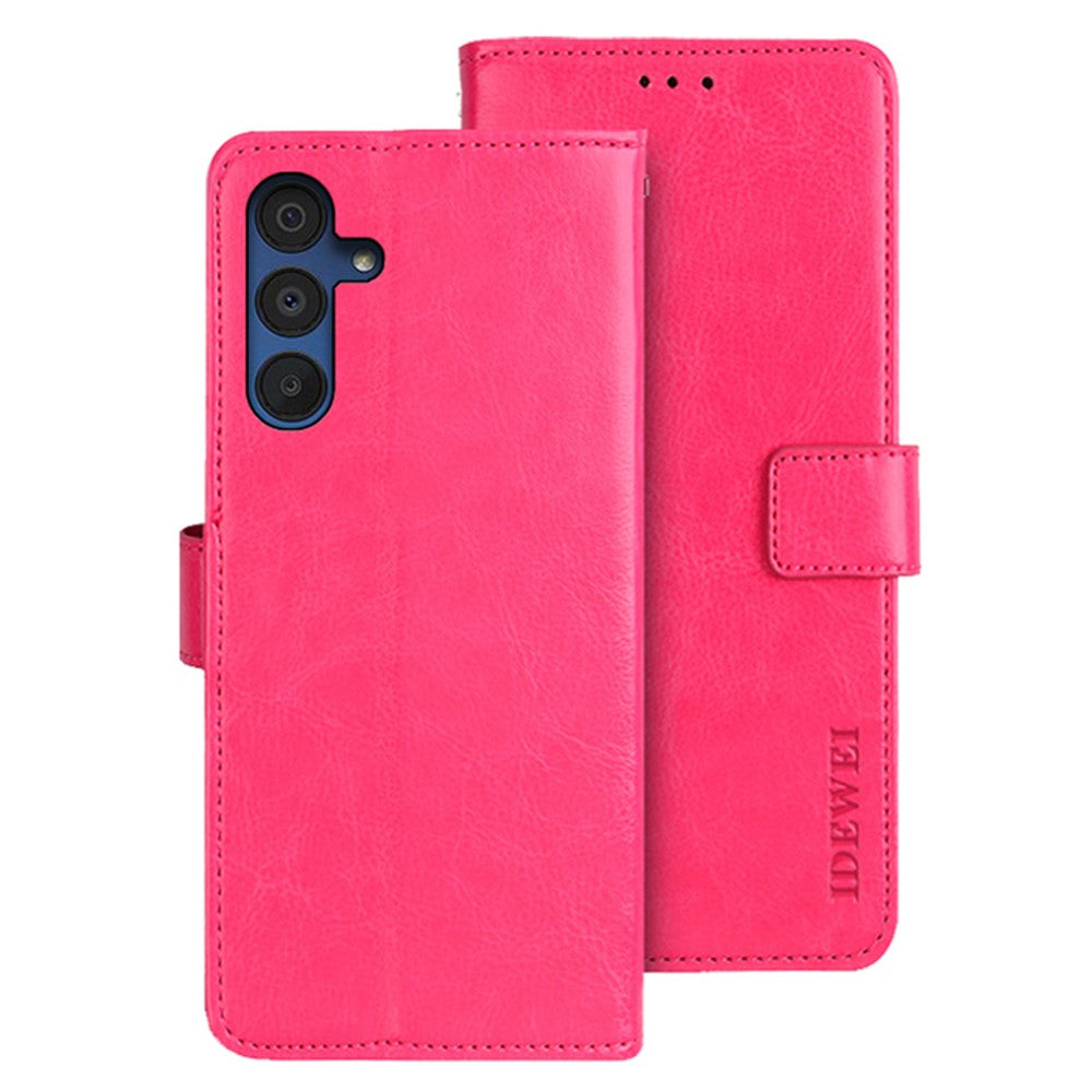 IDEWEI til Samsung Galaxy A15 5G Cover med Crazy Horse Tekstur i Læder Tegnebog