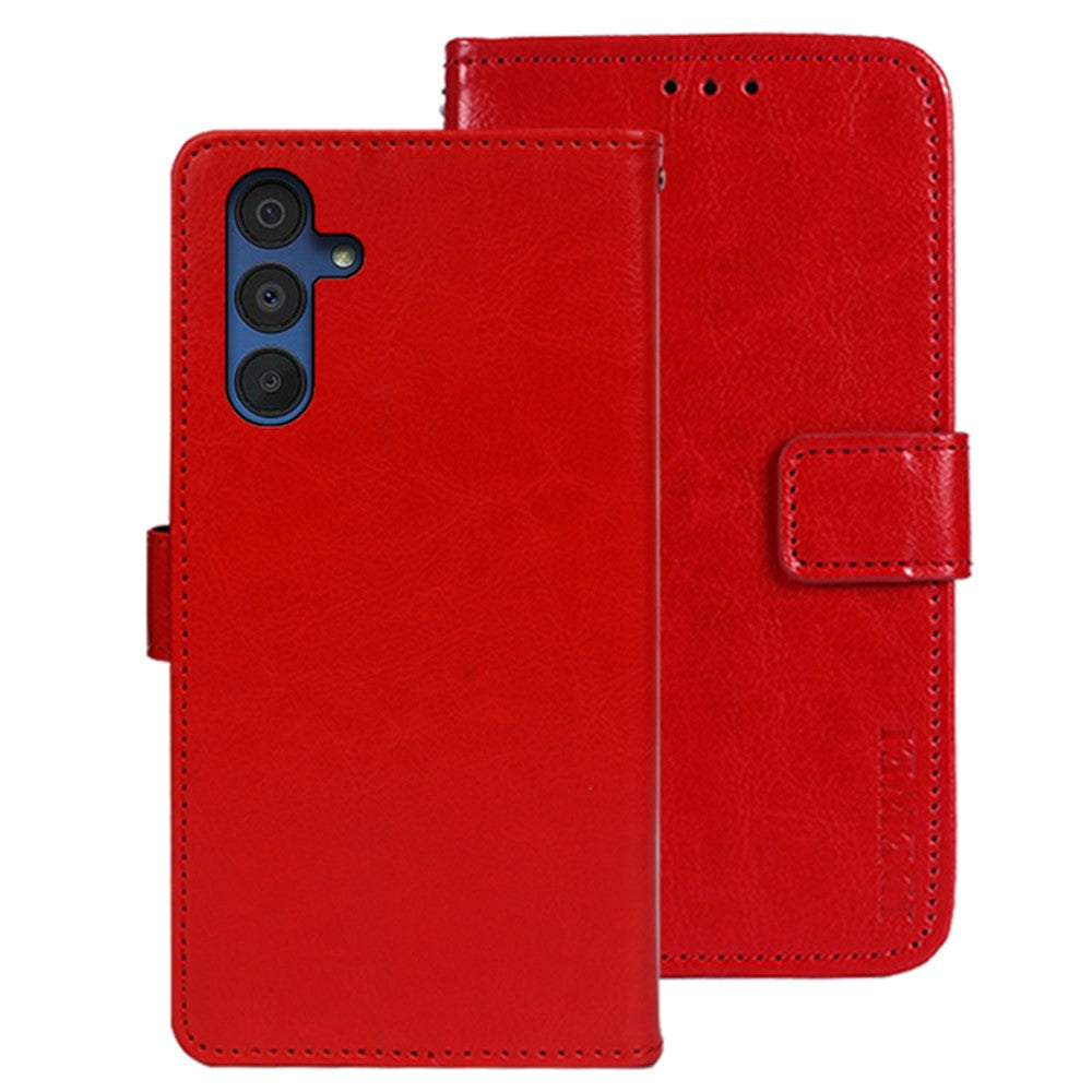 IDEWEI til Samsung Galaxy A15 5G Cover med Crazy Horse Tekstur i Læder Tegnebog