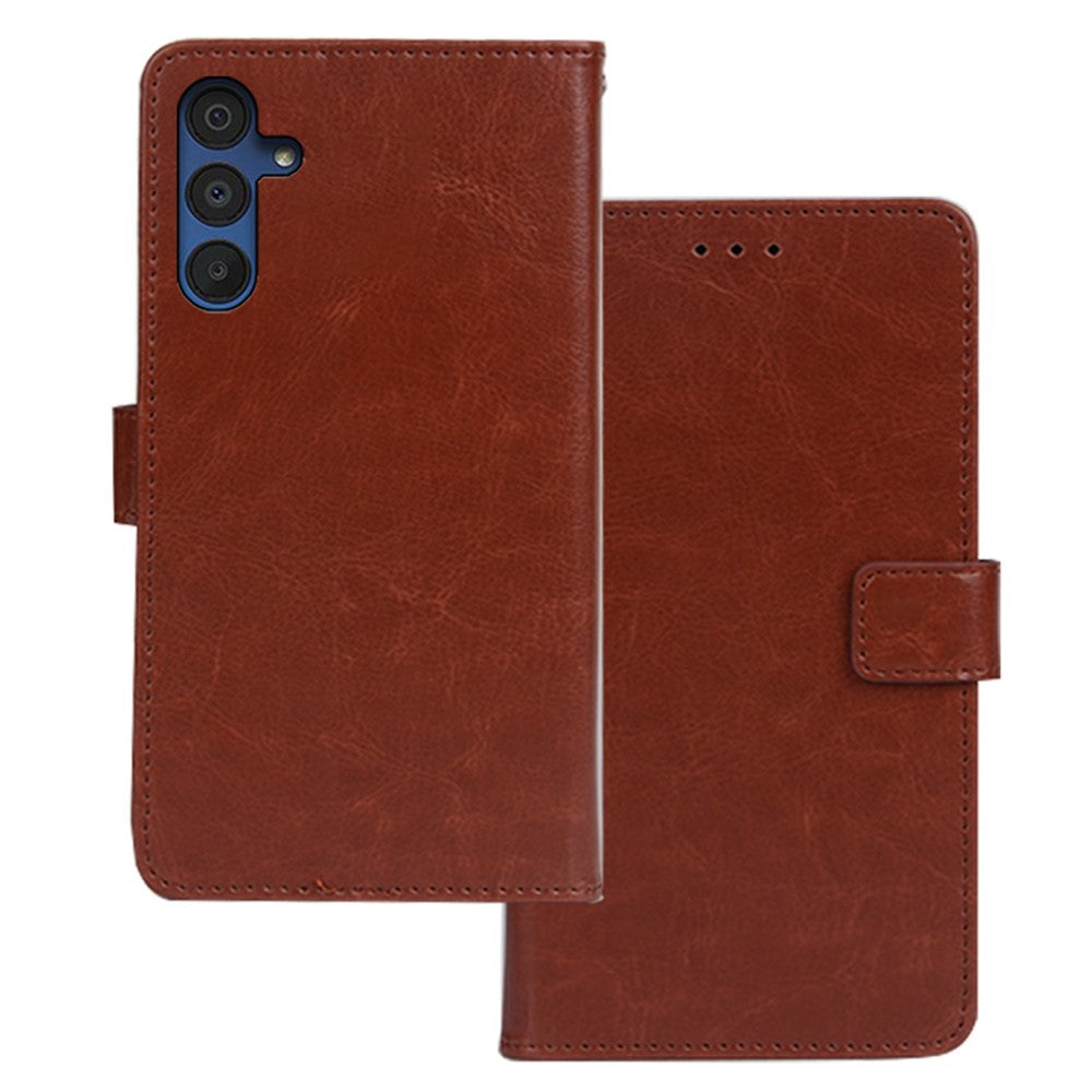 IDEWEI Til Samsung Galaxy A15 5G Lædercover med Crazy Horse Tekstur, Pung og Stand