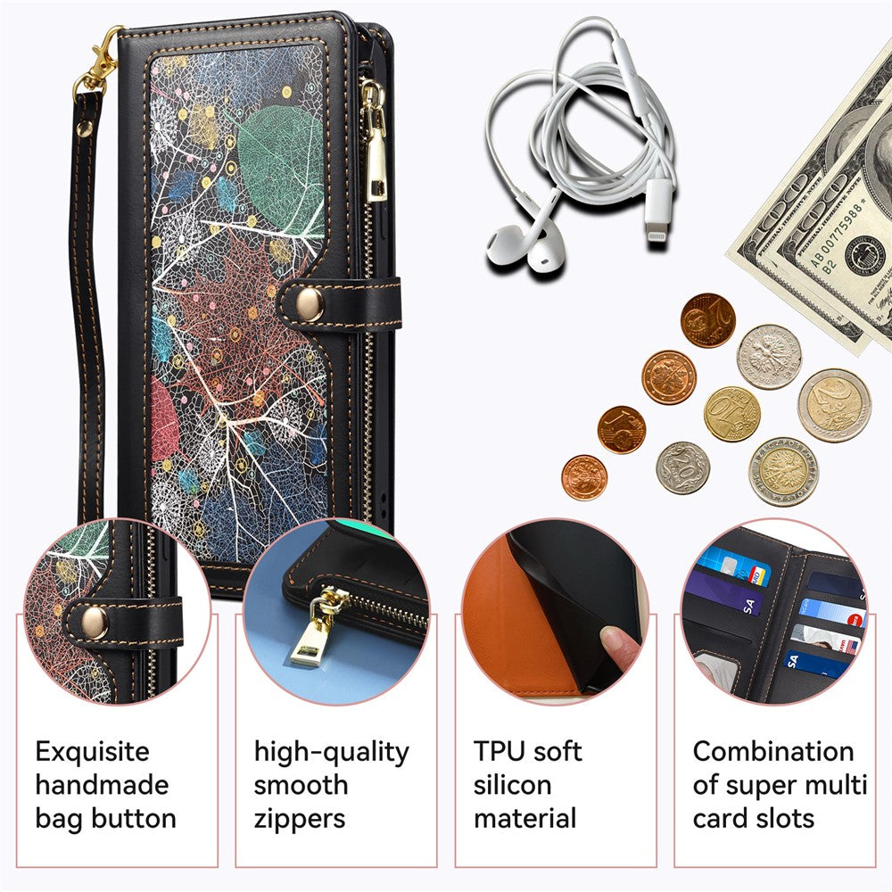 ESEBLE For Samsung Galaxy A55 5G Leather Case Wallet Stand Cover with Strap