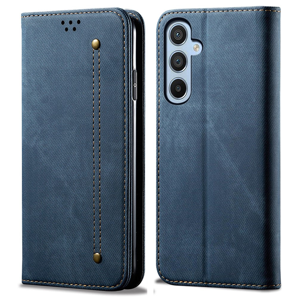 For Samsung Galaxy A55 5G Case Wallet Jeans Cloth Texture Leather Stand Cover