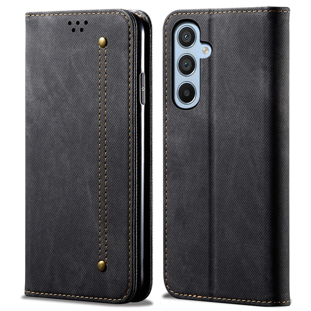For Samsung Galaxy A55 5G Case Wallet Jeans Cloth Texture Leather Stand Cover