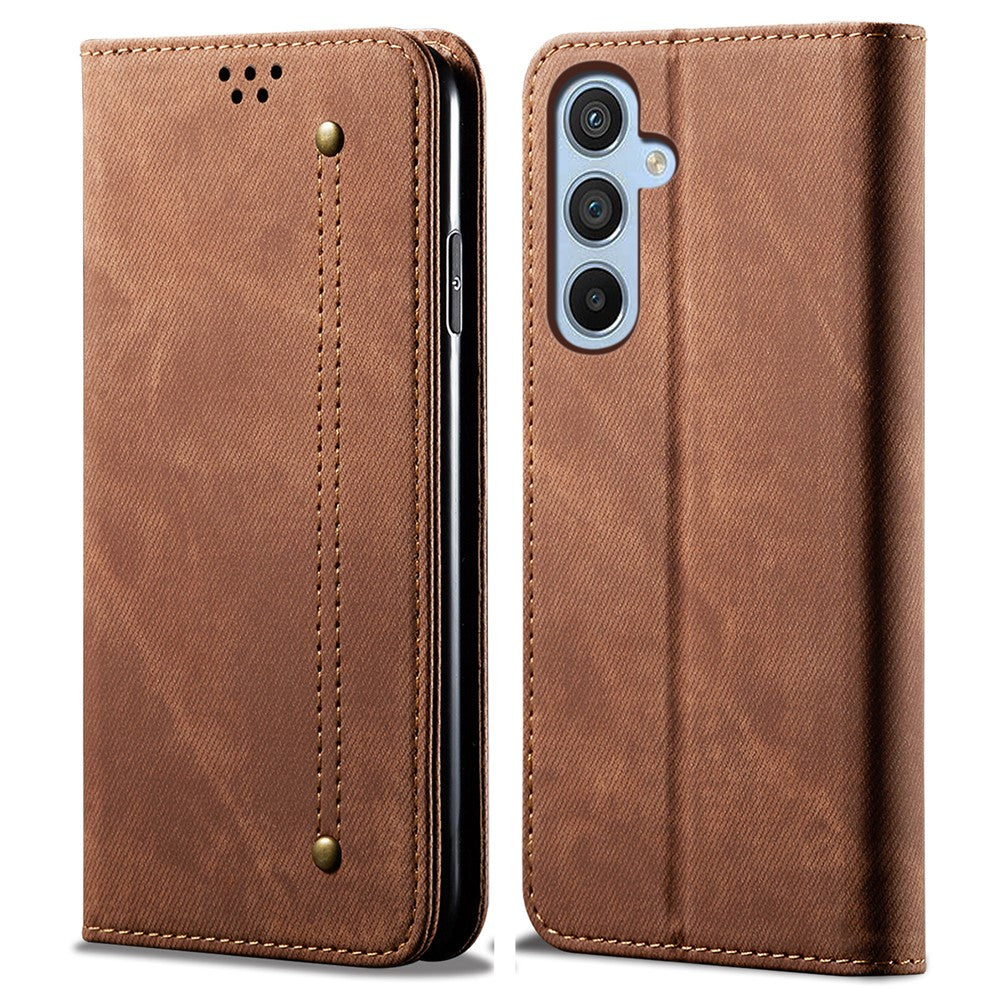 For Samsung Galaxy A55 5G Case Wallet Jeans Cloth Texture Leather Stand Cover