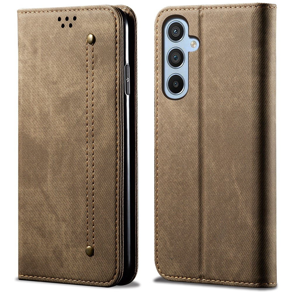 For Samsung Galaxy A55 5G Case Wallet Jeans Cloth Texture Leather Stand Cover