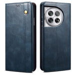 For OnePlus 12 5G Case Stand with Card Holder Waxy Crazy Horse Texture Leather Cover