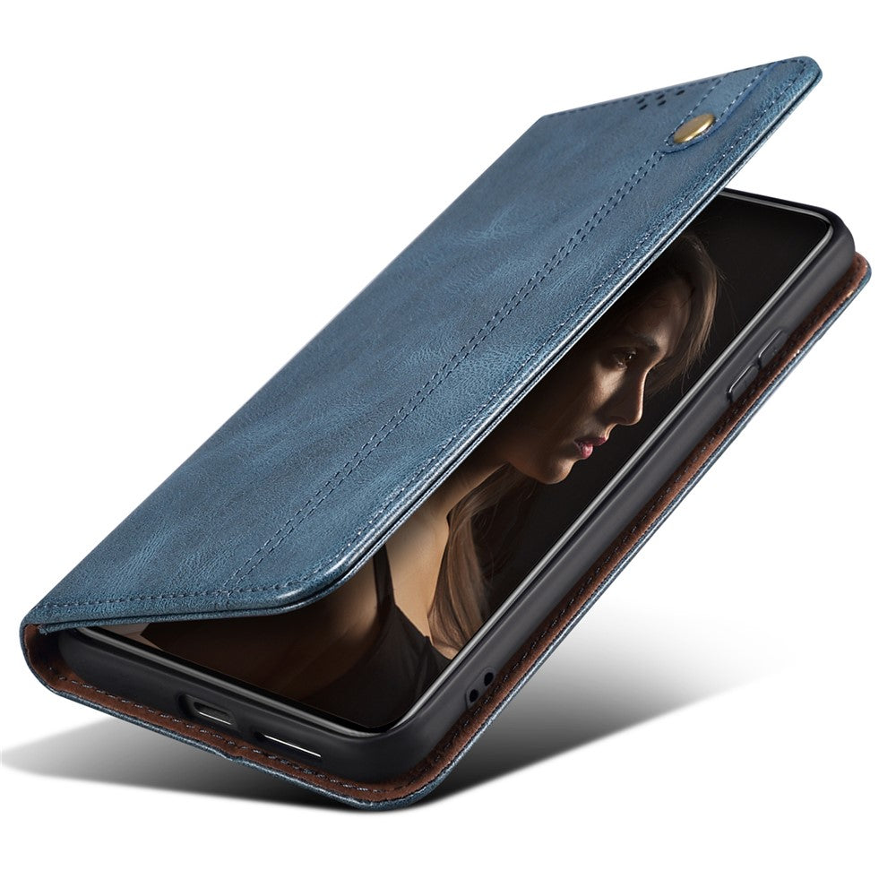 For OnePlus 12 5G Case Stand with Card Holder Waxy Crazy Horse Texture Leather Cover