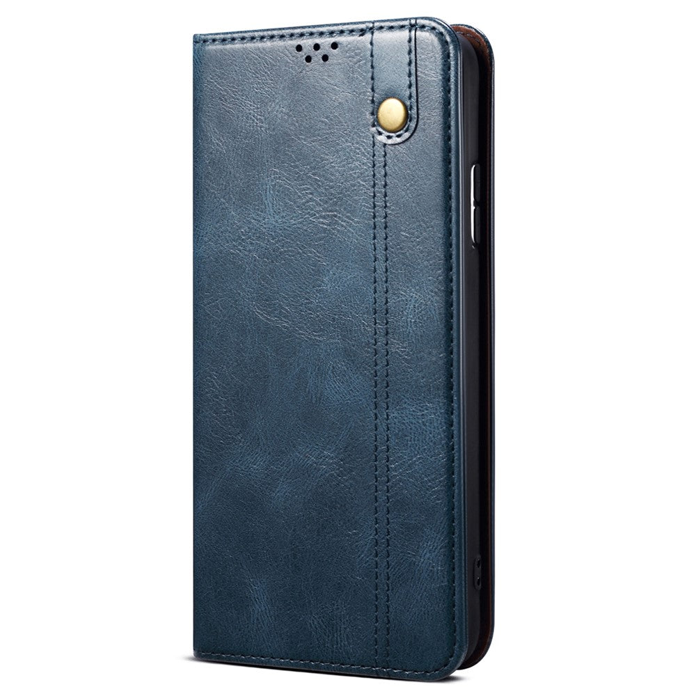 For OnePlus 12 5G Case Stand with Card Holder Waxy Crazy Horse Texture Leather Cover