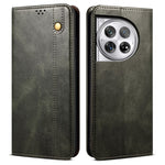 For OnePlus 12 5G Case Stand with Card Holder Waxy Crazy Horse Texture Leather Cover