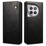 For OnePlus 12 5G Case Stand with Card Holder Waxy Crazy Horse Texture Leather Cover