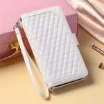 For Samsung Galaxy A55 5G Case Wallet Stand Rhombus Texture Phone Cover with Strap