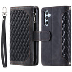 For Samsung Galaxy A55 5G Case Wallet Stand Rhombus Texture Phone Cover with Strap