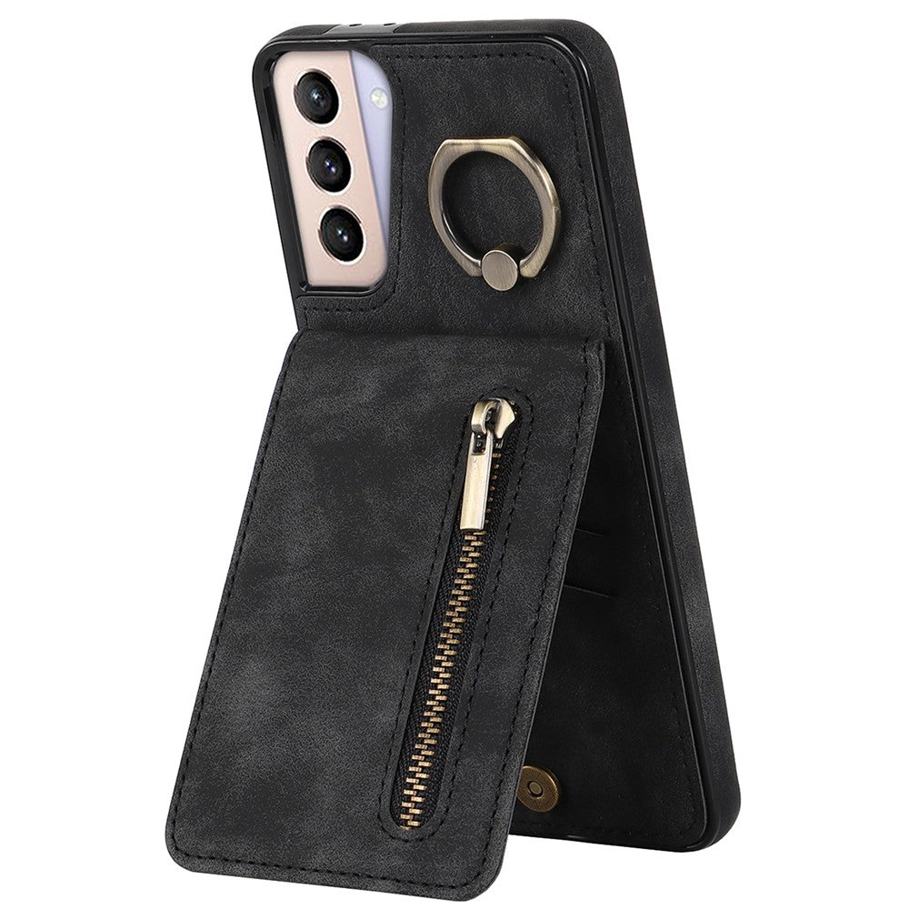 For Samsung Galaxy S21+ 5G Case RFID Blocking PU+TPU Phone Cover with Card Slots