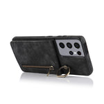 For Samsung Galaxy S21 Ultra 5G Case Ring Kickstand RFID Blocking PU+TPU Phone Cover