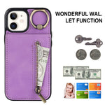 For iPhone 12 mini Cell Phone Case RFID Blocking PU+TPU Cover with Card Slots