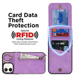 For iPhone 12 mini Cell Phone Case RFID Blocking PU+TPU Cover with Card Slots