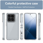For Xiaomi 14 Case Electroplating Buttons Transparent Phone Cover (Big Rear Lens Hole)