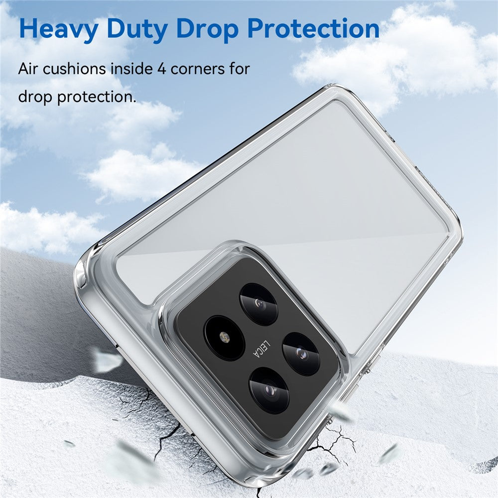 For Xiaomi 14 Case Electroplating Buttons Transparent Phone Cover (Big Rear Lens Hole)