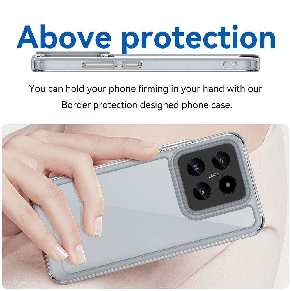 For Xiaomi 14 Case Electroplating Buttons Transparent Phone Cover (Big Rear Lens Hole)