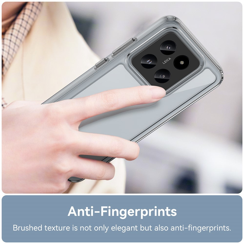 For Xiaomi 14 Case Electroplating Buttons Transparent Phone Cover (Big Rear Lens Hole)