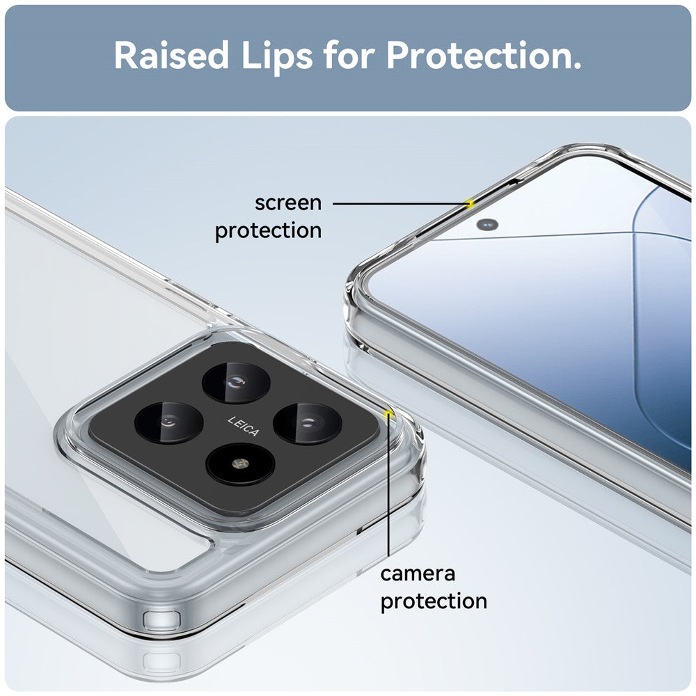 For Xiaomi 14 Case Electroplating Buttons Transparent Phone Cover (Big Rear Lens Hole)