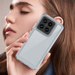 For Xiaomi 14 Case Electroplating Buttons Transparent Phone Cover (Big Rear Lens Hole)