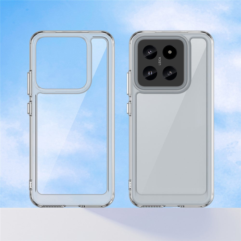 For Xiaomi 14 Case Electroplating Buttons Transparent Phone Cover (Big Rear Lens Hole)