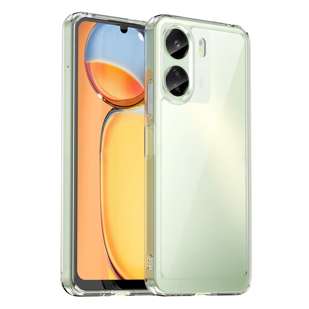 For Xiaomi Redmi 13C 4G / Poco C65 4G Transparent Case Electroplating Buttons (Big Rear Lens Hole)