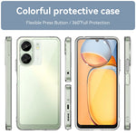 For Xiaomi Redmi 13C 4G / Poco C65 4G Transparent Case Electroplating Buttons (Big Rear Lens Hole)