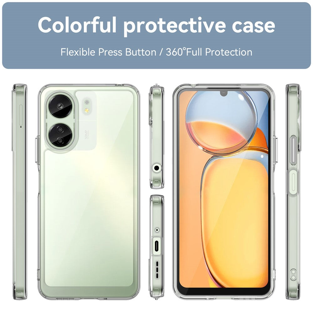 For Xiaomi Redmi 13C 4G / Poco C65 4G Transparent Case Electroplating Buttons (Big Rear Lens Hole)
