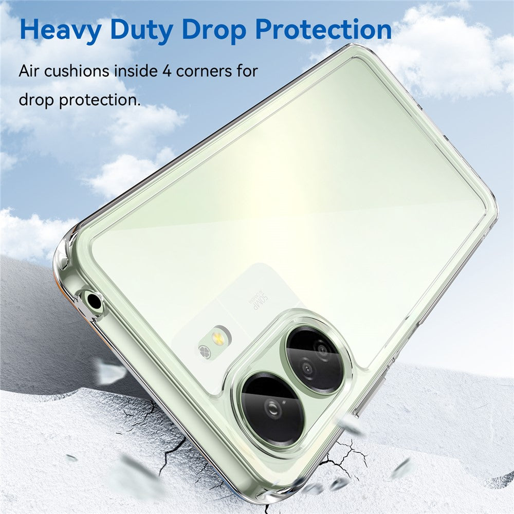 For Xiaomi Redmi 13C 4G / Poco C65 4G Transparent Case Electroplating Buttons (Big Rear Lens Hole)
