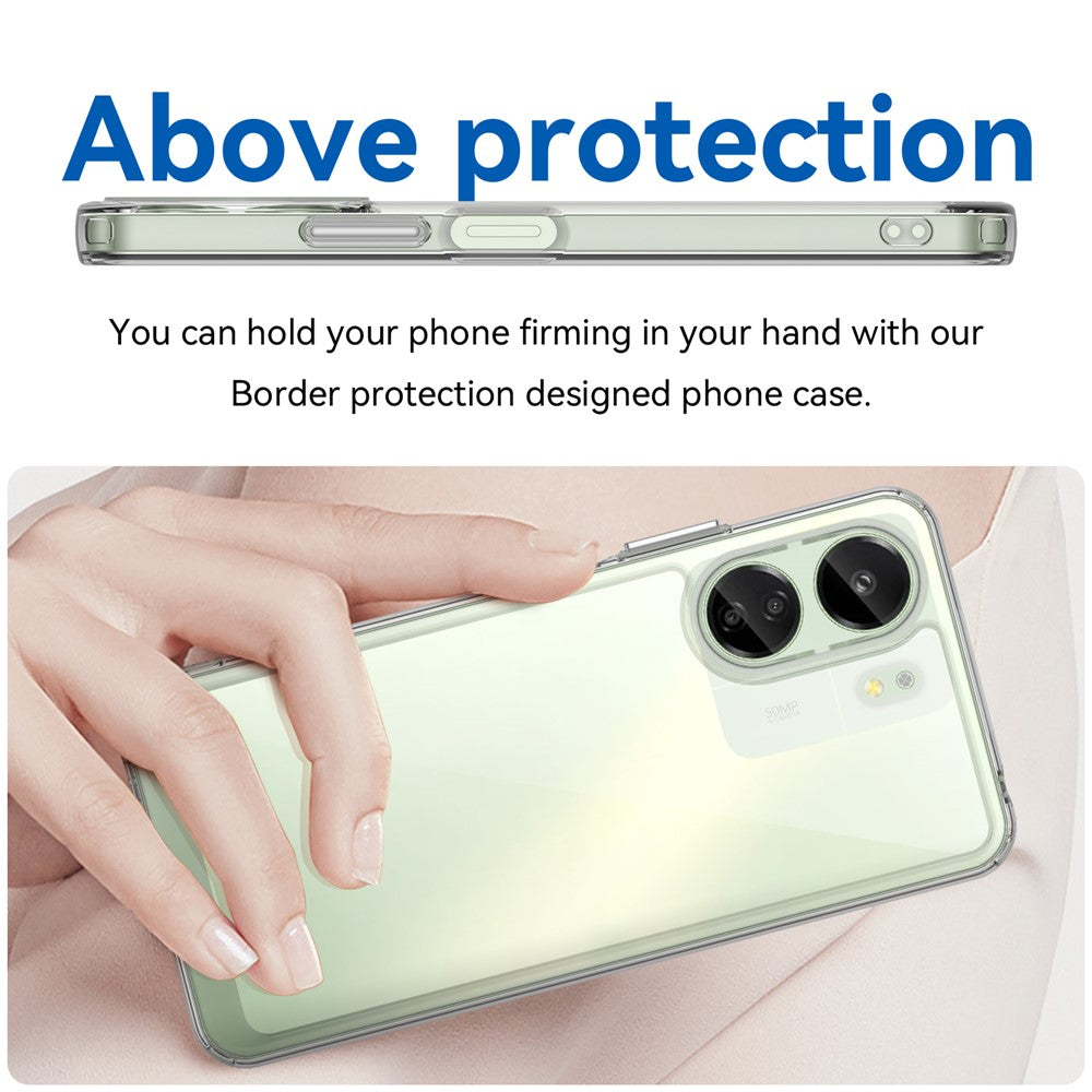 For Xiaomi Redmi 13C 4G / Poco C65 4G Transparent Case Electroplating Buttons (Big Rear Lens Hole)