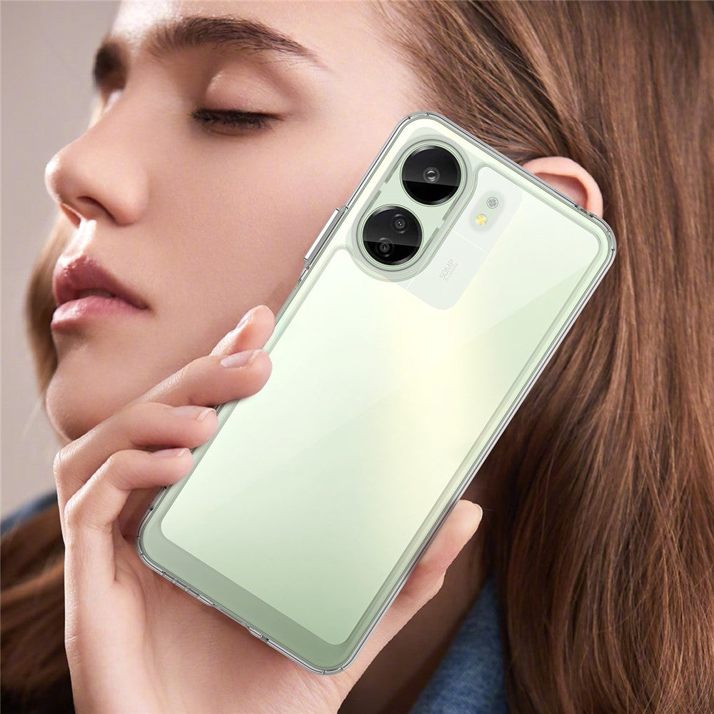For Xiaomi Redmi 13C 4G / Poco C65 4G Transparent Case Electroplating Buttons (Big Rear Lens Hole)