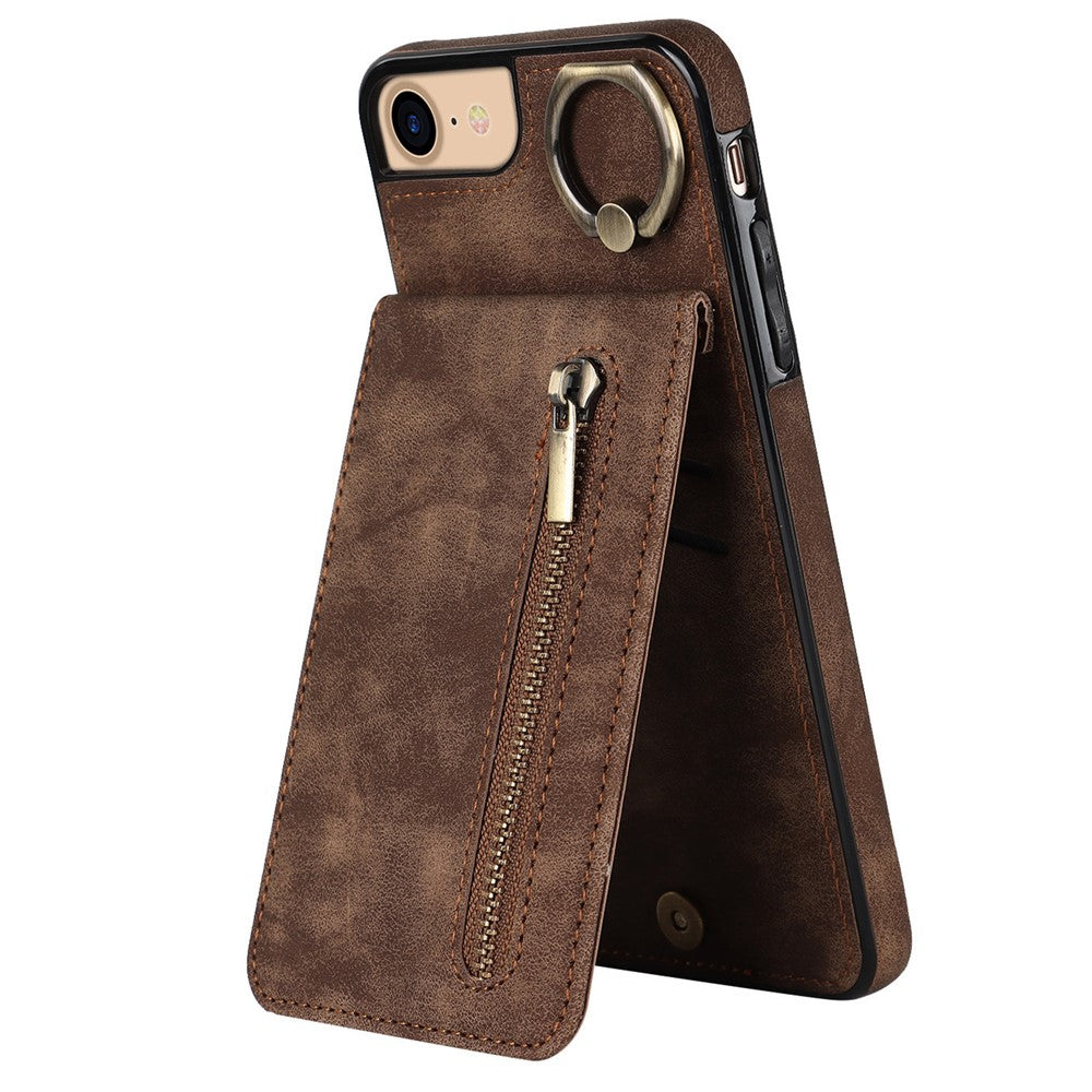 For iPhone SE (2022) / SE (2020) / 7 / 8 Cell Phone Case RFID Blocking Retro PU+TPU Cover