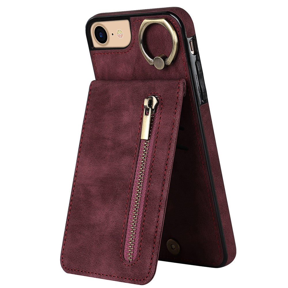 For iPhone SE (2022) / SE (2020) / 7 / 8 Cell Phone Case RFID Blocking Retro PU+TPU Cover