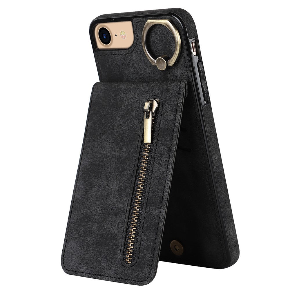 For iPhone SE (2022) / SE (2020) / 7 / 8 Cell Phone Case RFID Blocking Retro PU+TPU Cover