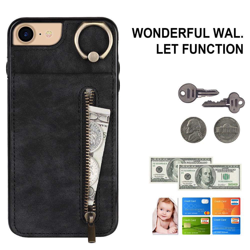 For iPhone SE (2022) / SE (2020) / 7 / 8 Cell Phone Case RFID Blocking Retro PU+TPU Cover