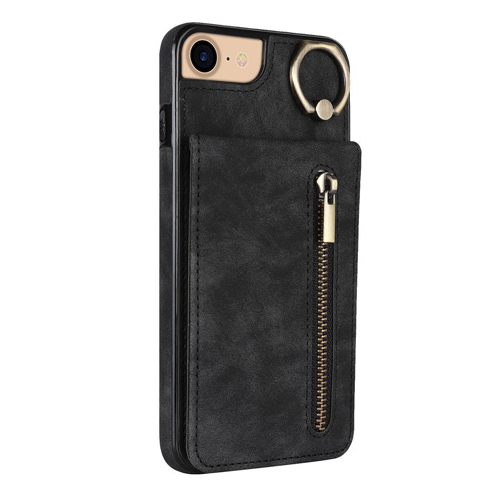 For iPhone SE (2022) / SE (2020) / 7 / 8 Cell Phone Case RFID Blocking Retro PU+TPU Cover