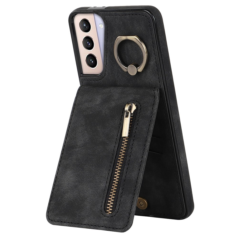 For Samsung Galaxy S21 4G / 5G RFID Blocking Cell Phone Case Card Slots PU+TPU Cover