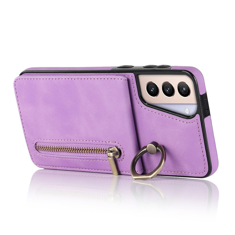 For Samsung Galaxy S21 4G / 5G RFID Blocking Cell Phone Case Card Slots PU+TPU Cover