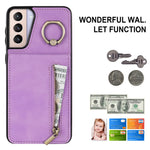 For Samsung Galaxy S21 4G / 5G RFID Blocking Cell Phone Case Card Slots PU+TPU Cover