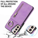 For Samsung Galaxy S21 4G / 5G RFID Blocking Cell Phone Case Card Slots PU+TPU Cover