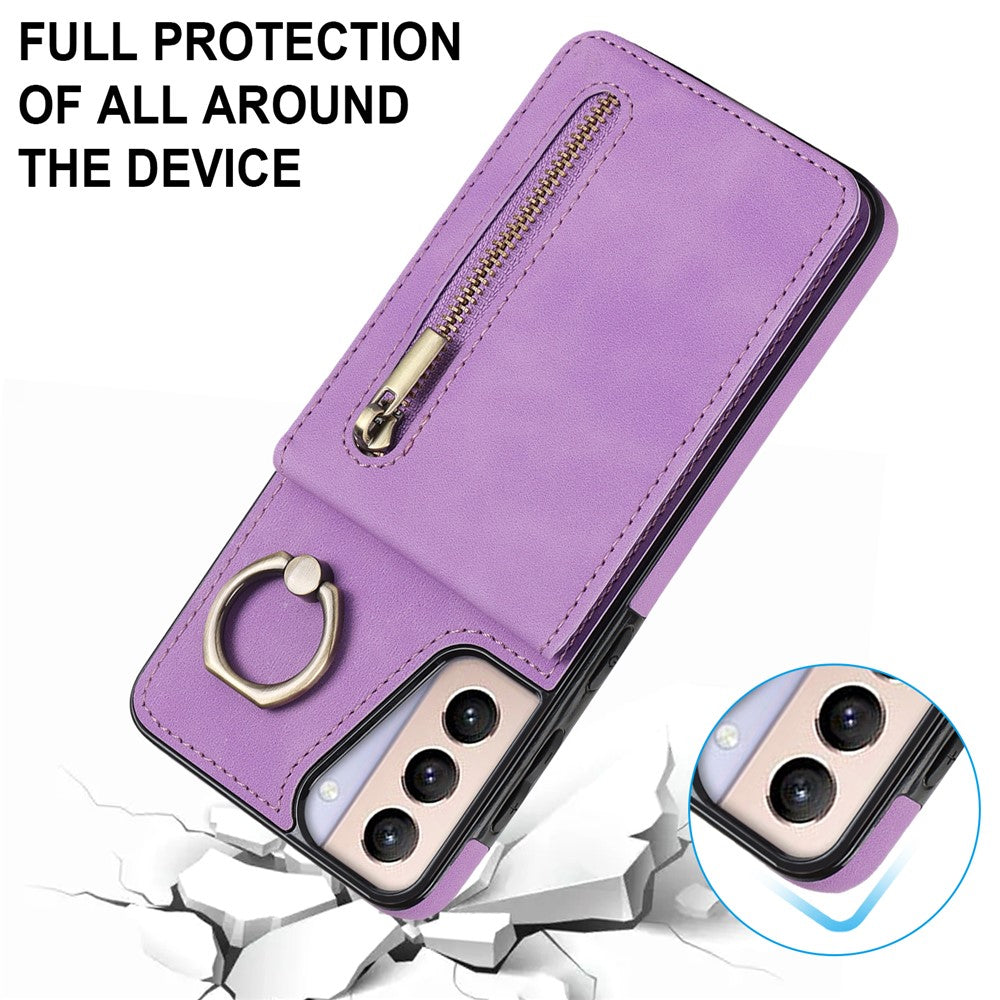 For Samsung Galaxy S21 4G / 5G RFID Blocking Cell Phone Case Card Slots PU+TPU Cover