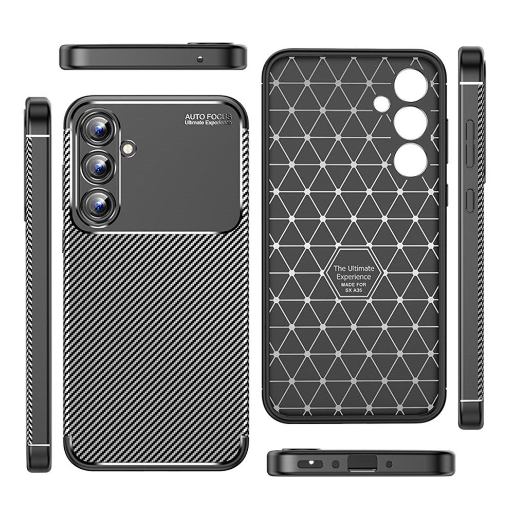 Til Samsung Galaxy A35 5G Mobiltelefoncover Kulfibertekstur TPU Anti-fingeraftryksbeskyttelsescover