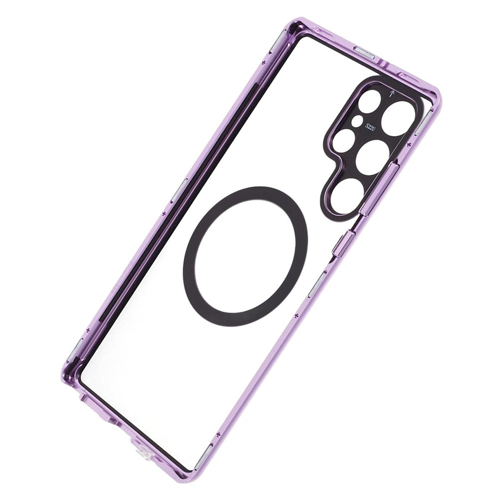 For Samsung Galaxy S22 Ultra 5G Double Sided Clear Case Tempered Glass Phone Cover Magnetic Adsorption