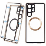 For Samsung Galaxy S22 Ultra 5G Double Sided Clear Case Tempered Glass Phone Cover Magnetic Adsorption