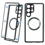For Samsung Galaxy S22 Ultra 5G Double Sided Clear Case Tempered Glass Phone Cover Magnetic Adsorption